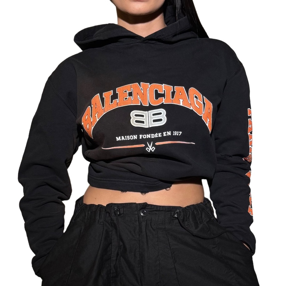 Balenciaga Distressed Printed Cotton-Jersey Hoodie